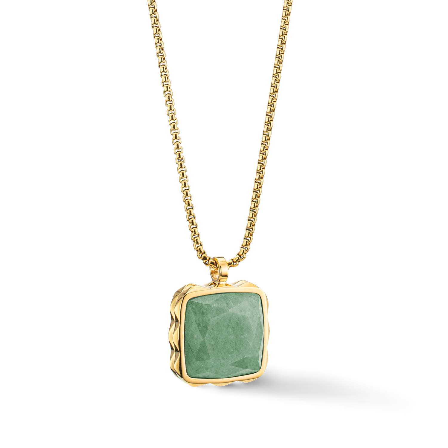 Collana Amuleto Spikes Square Avventurina oro-verde