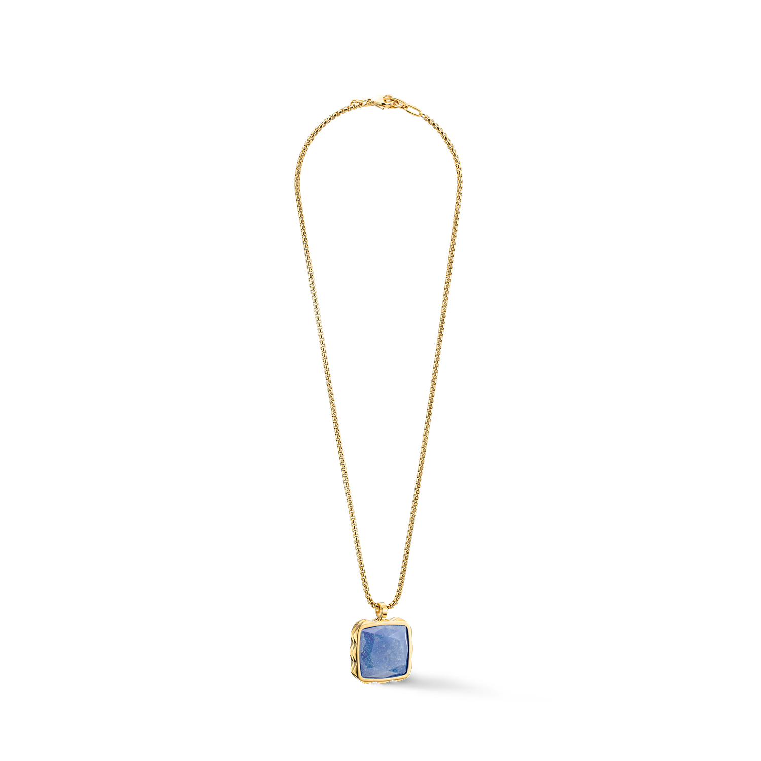 Collana Amuleto Spikes Square Aventurine oro-blu