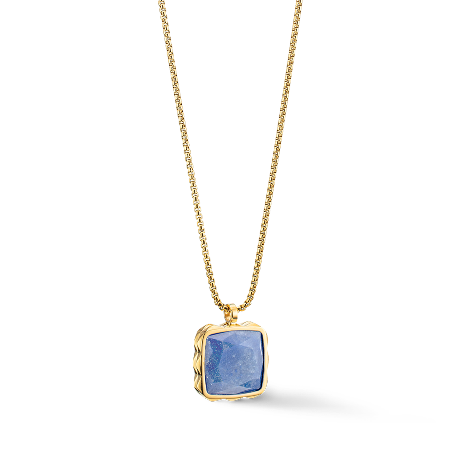 Collana Amuleto Spikes Square Aventurine oro-blu