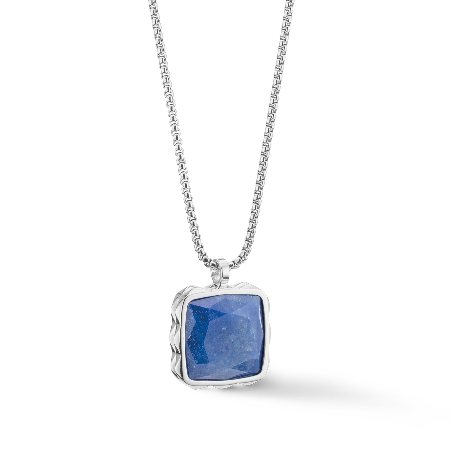 Collana Amuleto Spikes Square Avventurina argento-blu