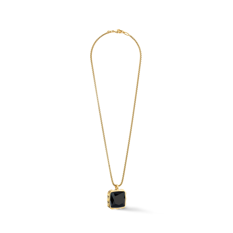 Collana Amuleto Spikes Square Onice oro-nero