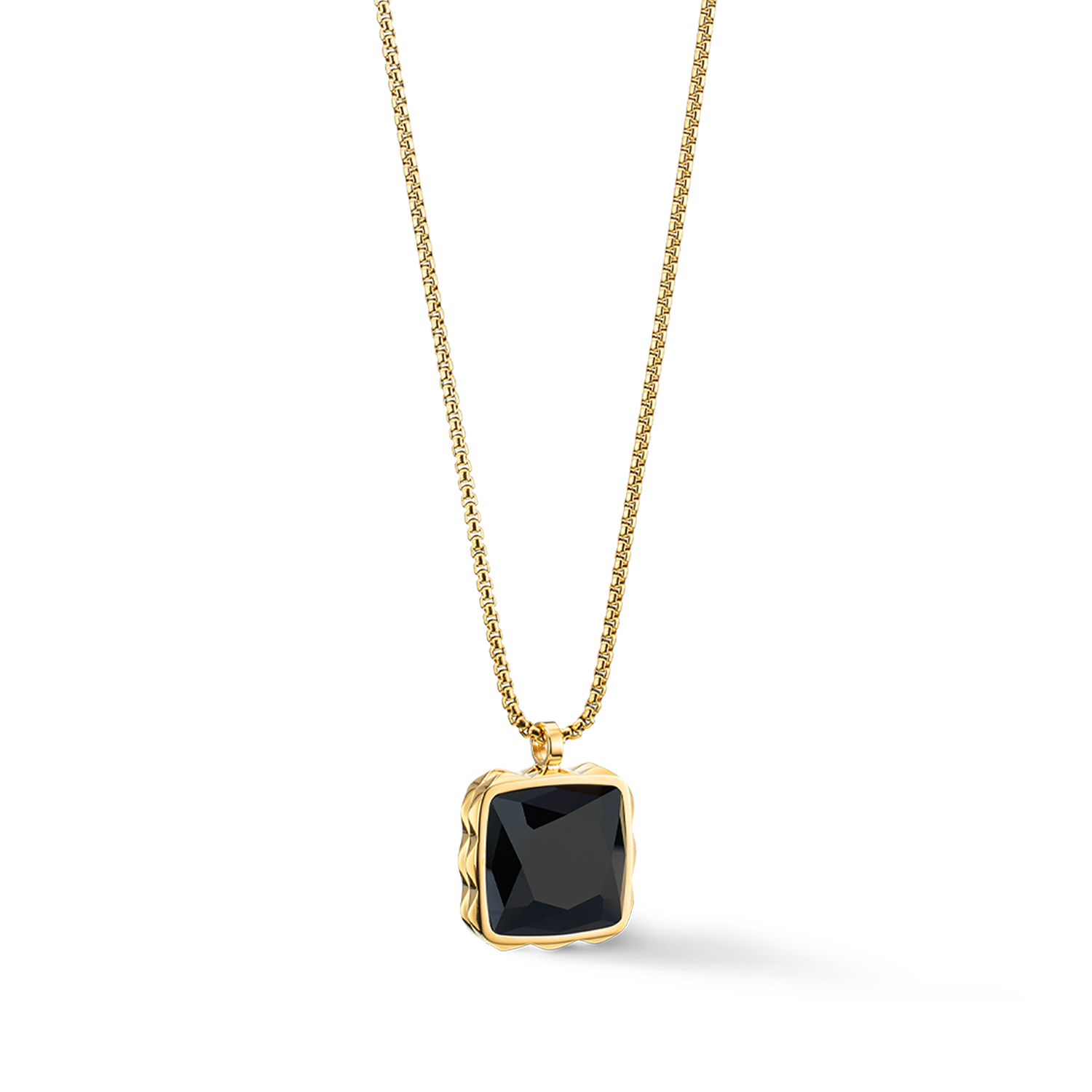 Collana Amuleto Spikes Square Onice oro-nero