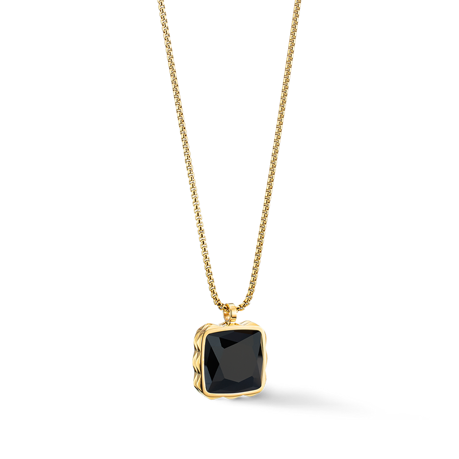 Collana Amuleto Spikes Square Onice oro-nero