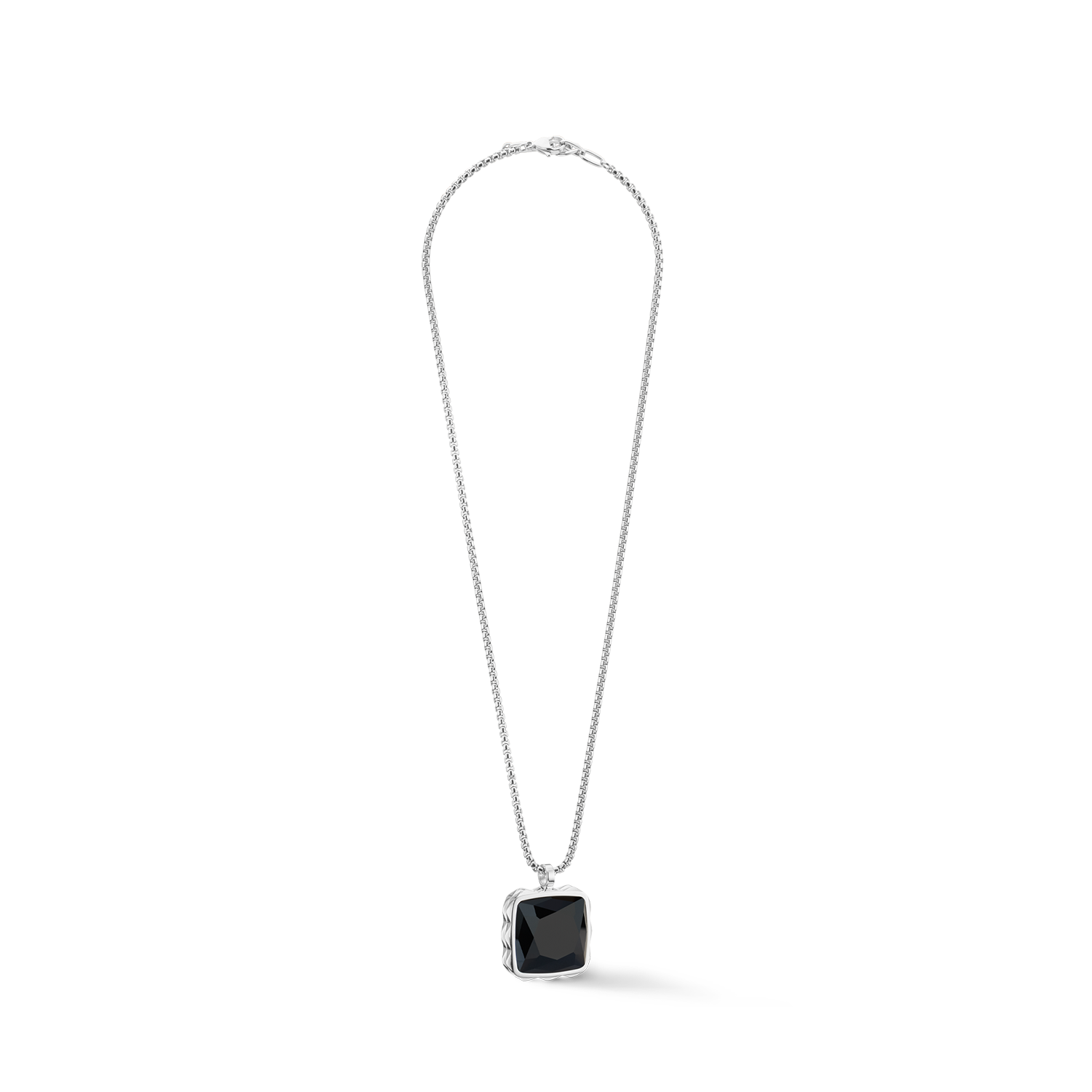 Collana Amuleto Spikes Square Onice argento-nero