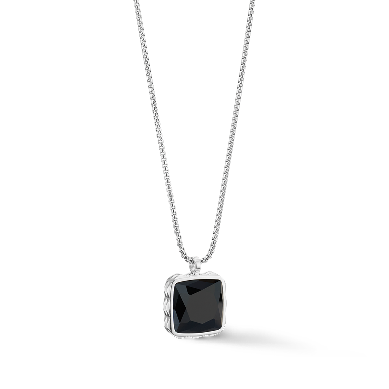 Collana Amuleto Spikes Square Onice argento-nero
