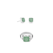 Orecchini Spikes Square Avventurina argento-verde