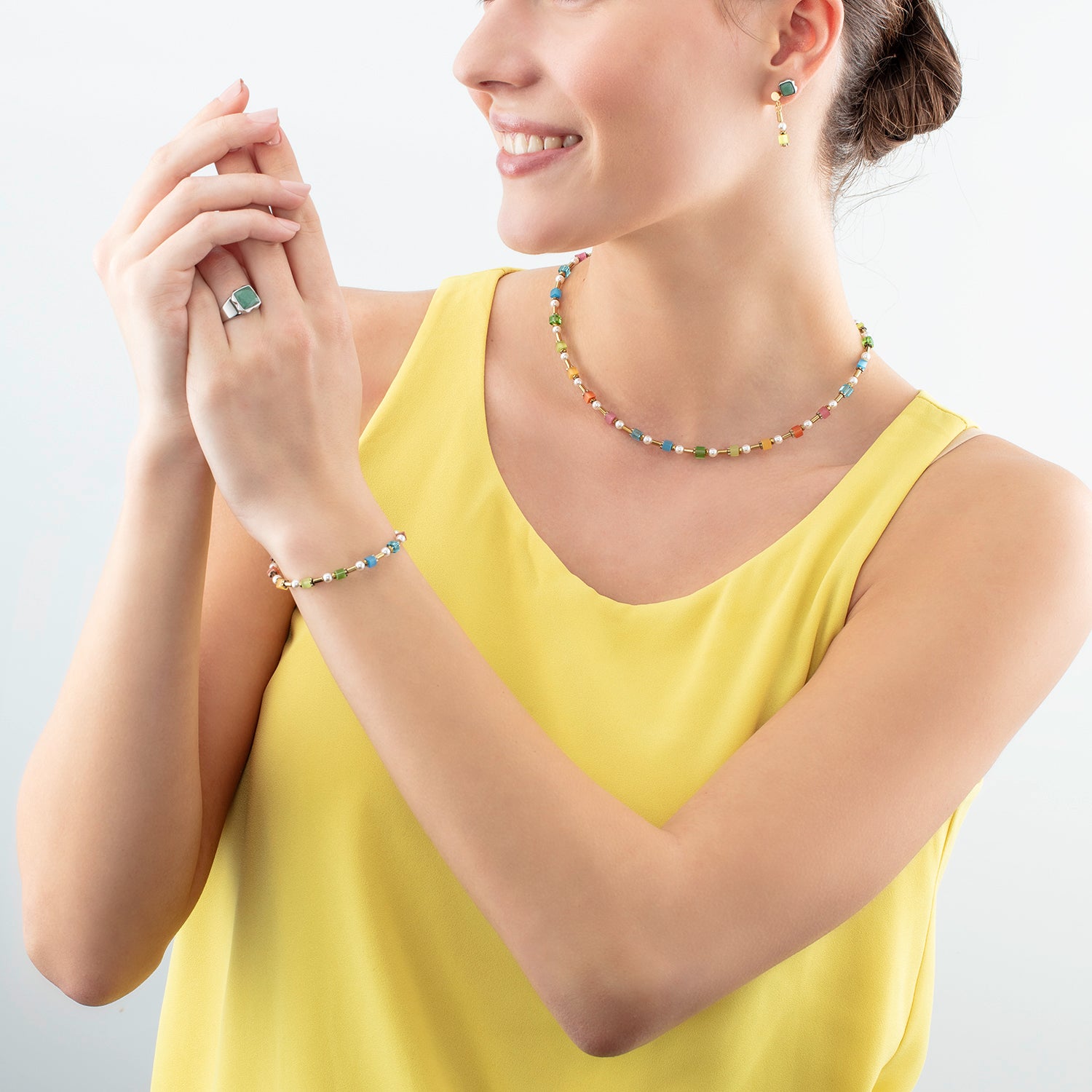 Orecchini Spikes Square Avventurina argento-verde