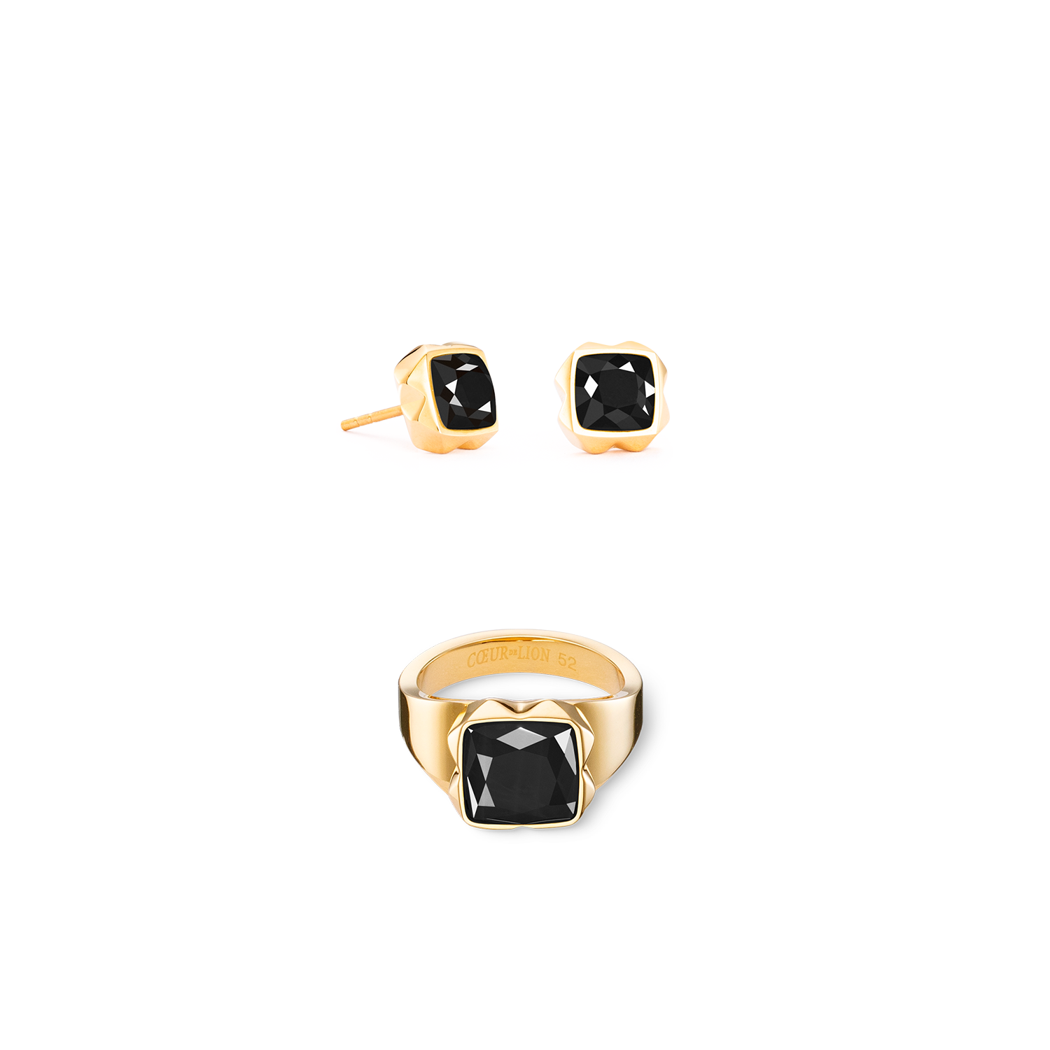 Orecchini Spikes Square Onyx oro-nero