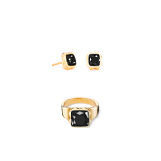 Orecchini Spikes Square Onyx oro-nero