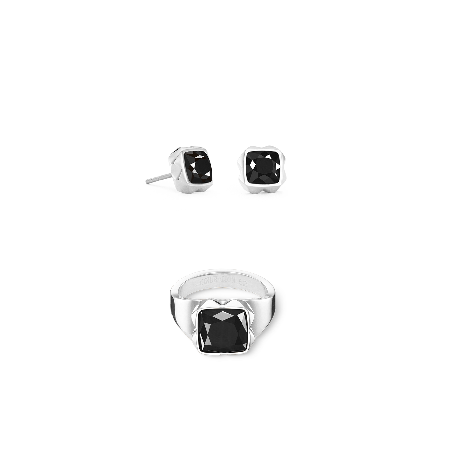 Orecchini Spikes Square Onyx argento-nero