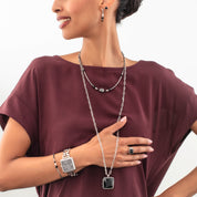 Orecchini Spikes Square Onyx argento-nero