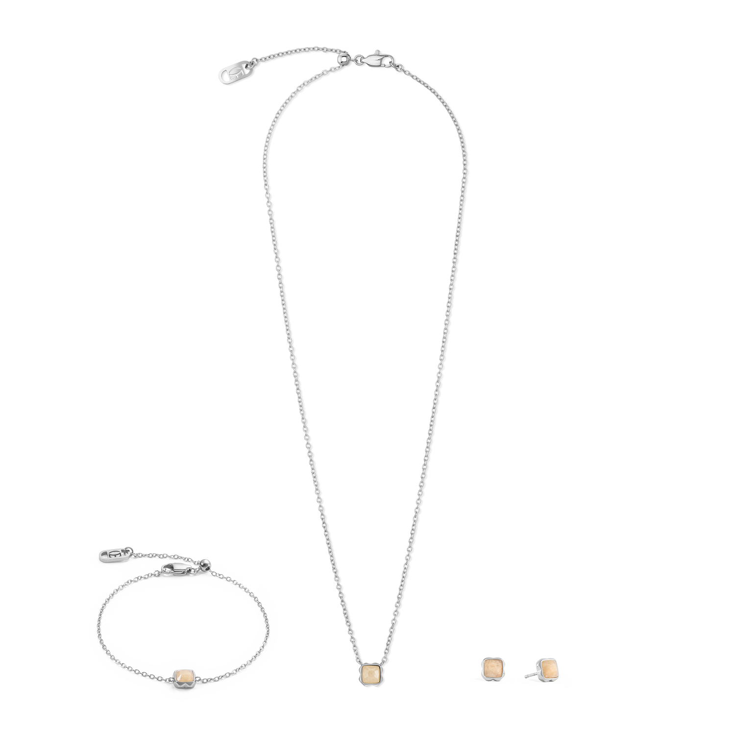 Pietra Di Nascita Giugno Collana Giada Crema Argento