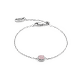 Pietra Di Nascita Ottobre Bracciale Quarzo Rosa Argento
