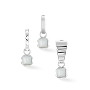 Pietra Di Nascita Aprile Charm Quarzo Bianco Argento