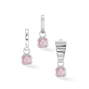 Pietra Di Nascita Ottobre Charm Quarzo Rosa Argento