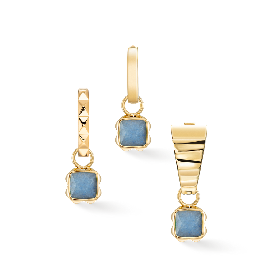 Pietra Di Nascita Marzo Charm Avventurina Blu Oro