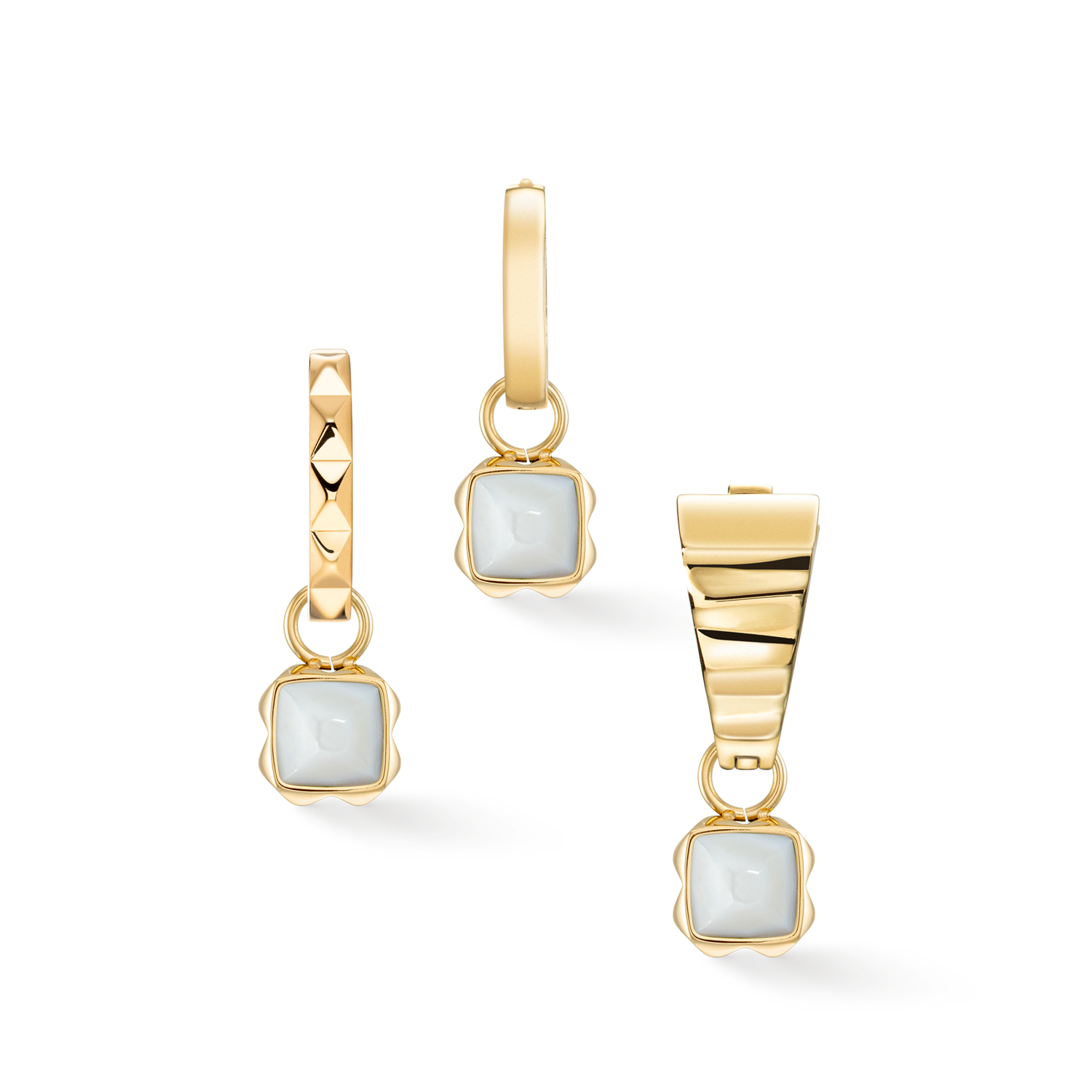 Pietra Di Nascita Aprile Charm Quarzo Bianco Oro