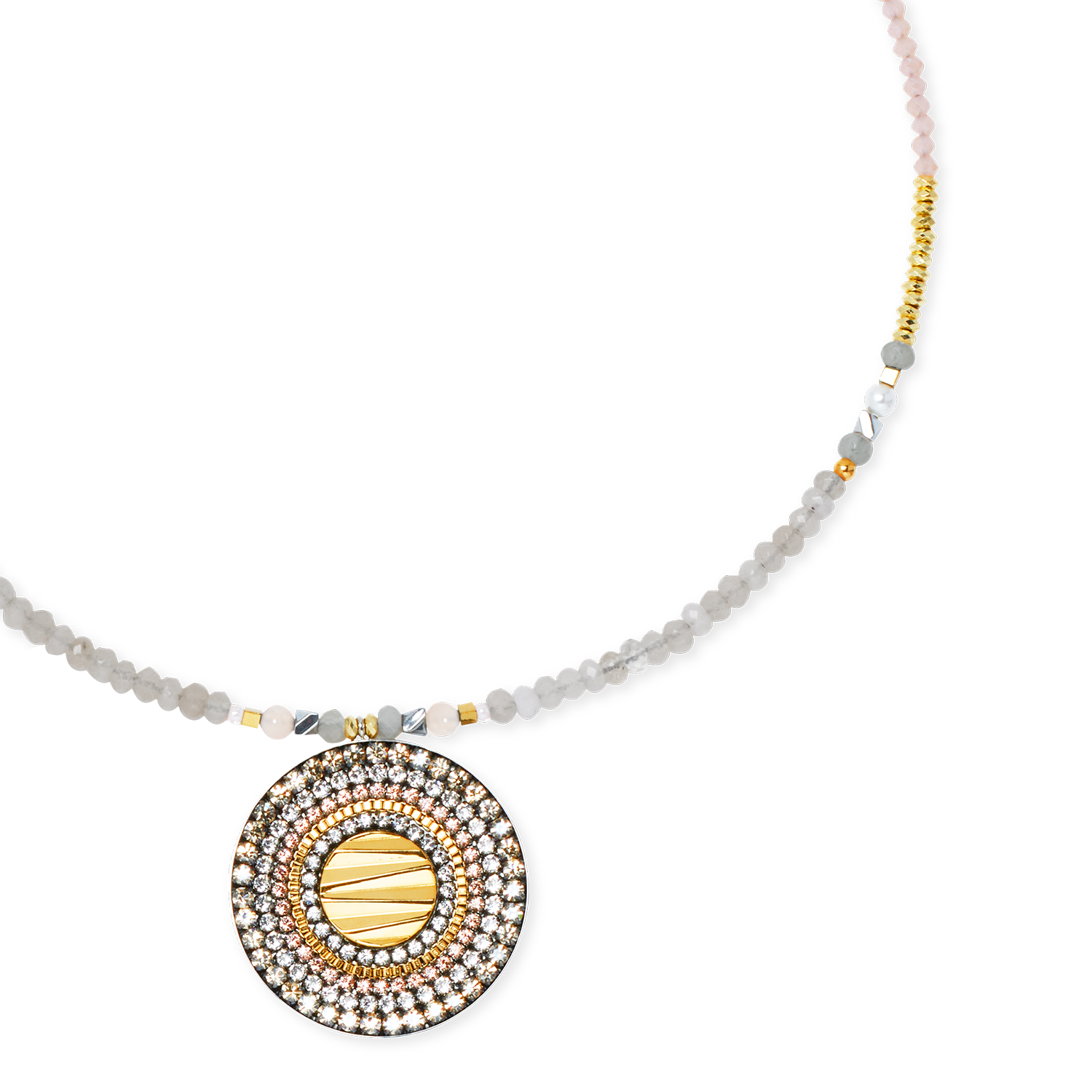 Collana amuleto Modern Future oro-beige