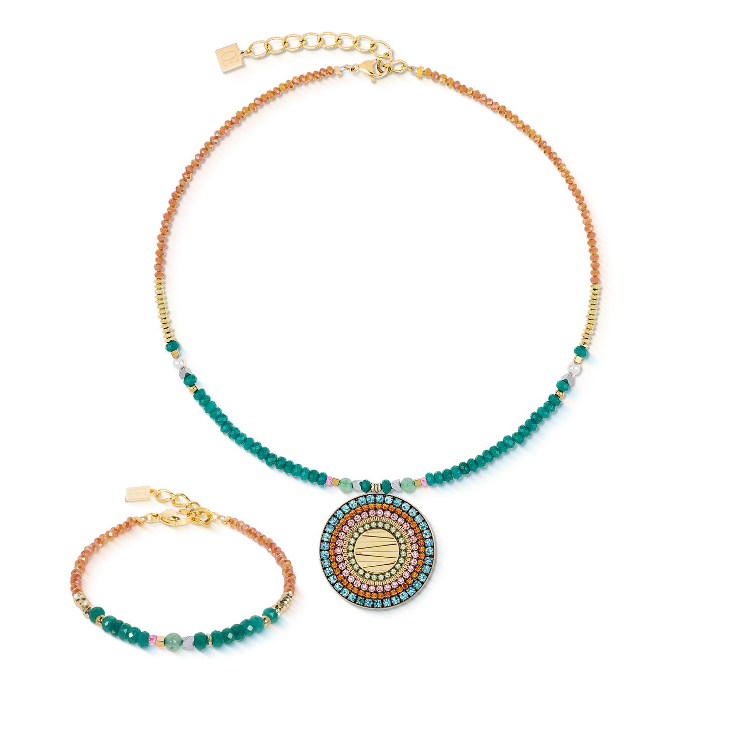 Collana Amuleto Modern Future oro multicolore Boho