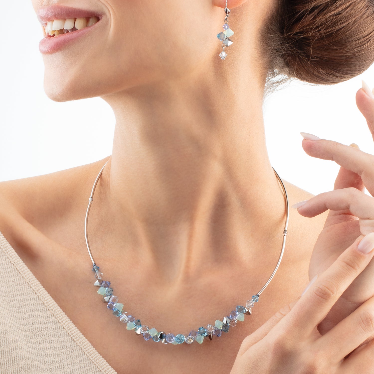 Orecchini Dancing Crystals argento-blu