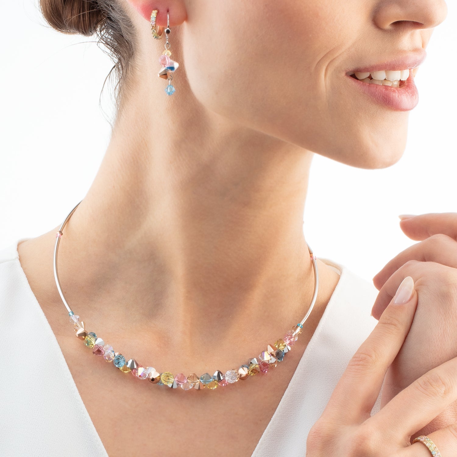 Orecchini Dancing Crystals argento-pastello