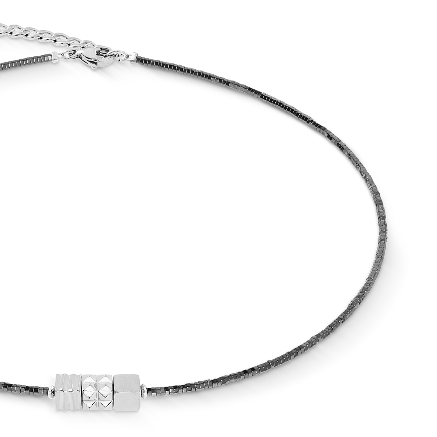 Collana Cube Trio Facets argento-grigio