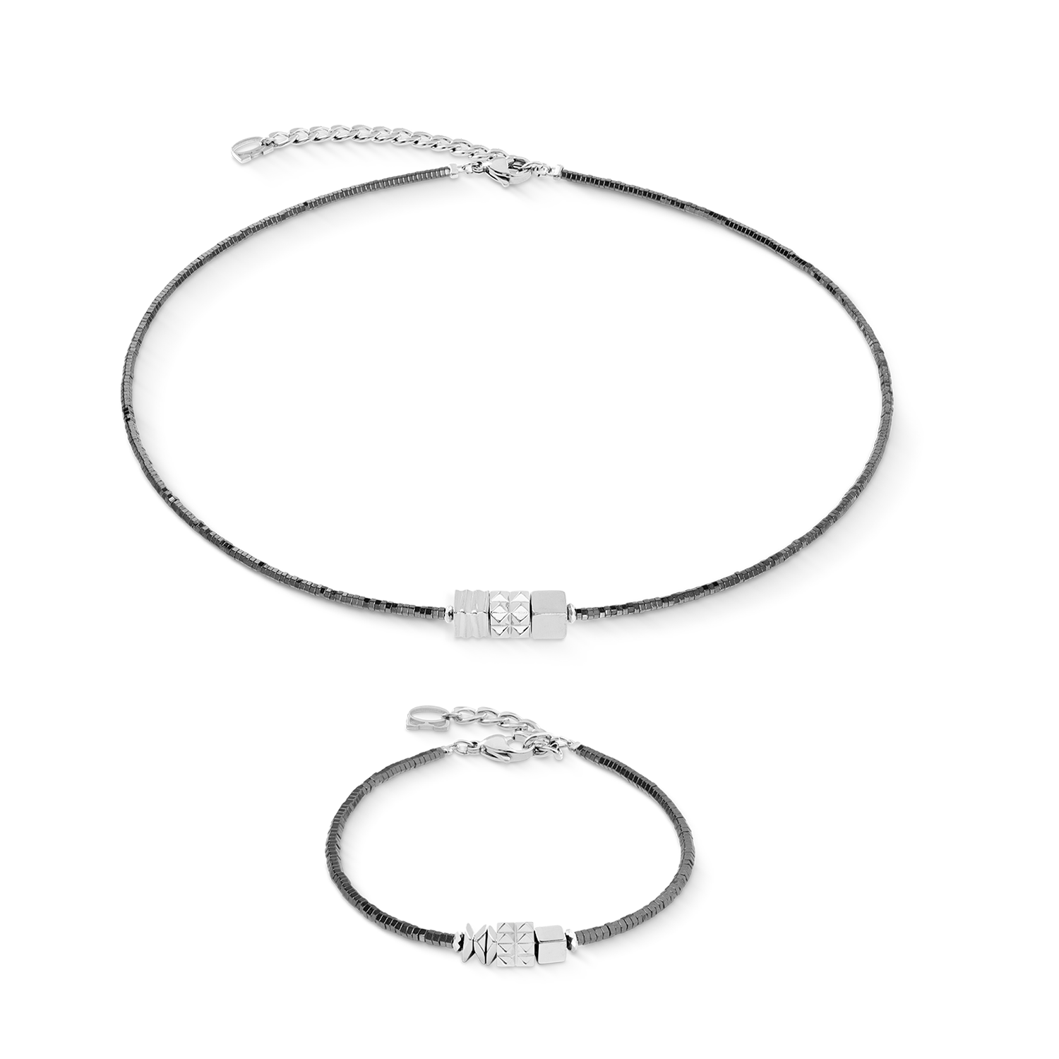 Collana Cube Trio Facets argento-grigio