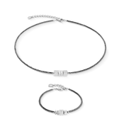 Collana Cube Trio Facets argento-grigio