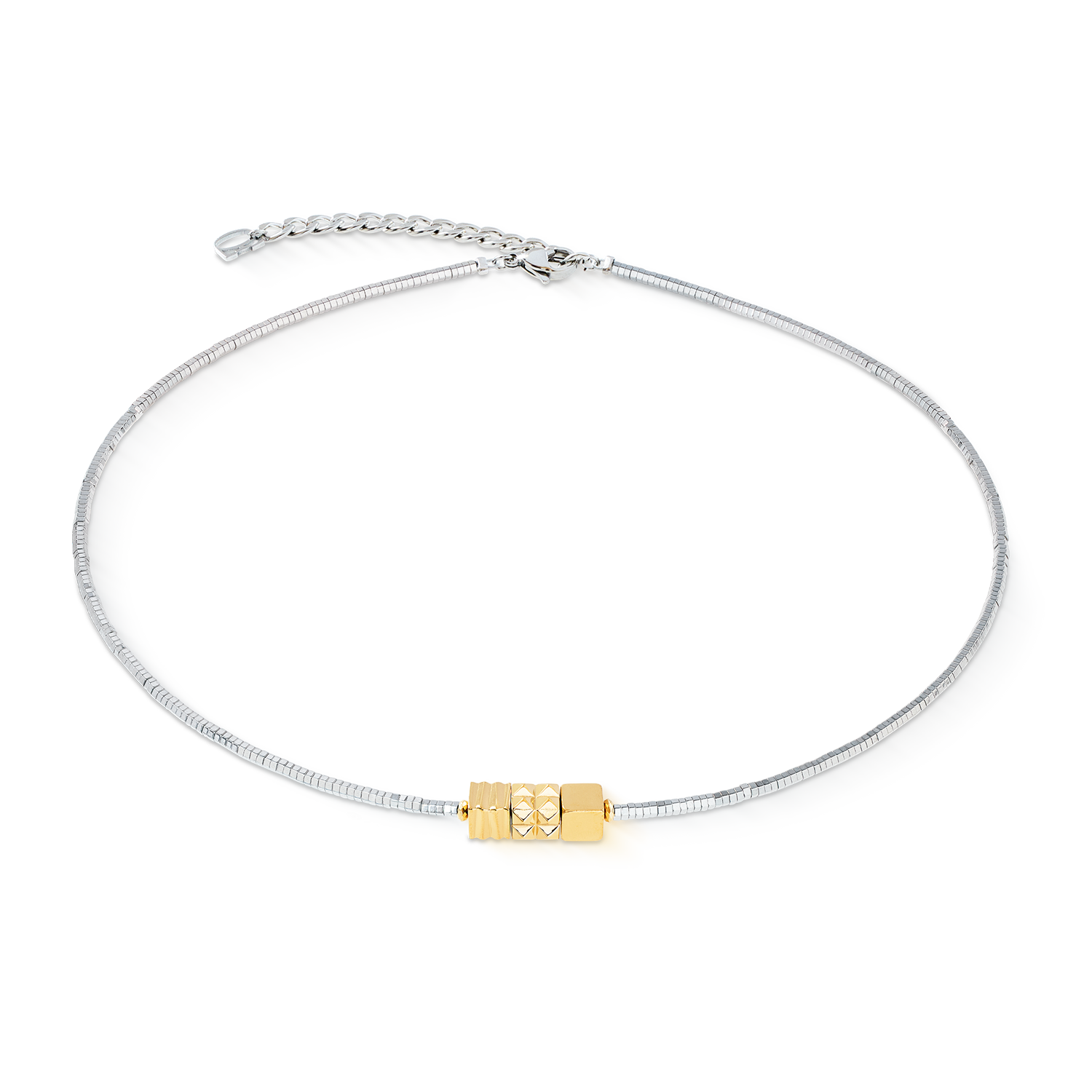 Collana Cube Trio Facets oro-argento