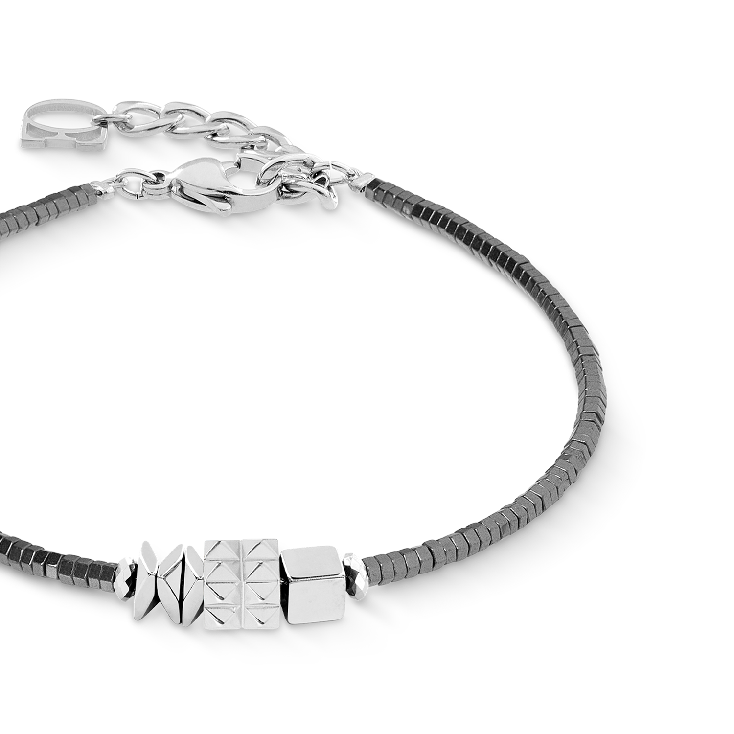 Bracciale Cube Trio Facets argento-grigio