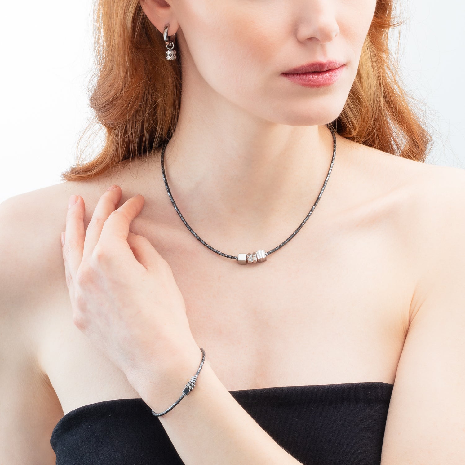 Bracciale Cube Trio Facets argento-grigio