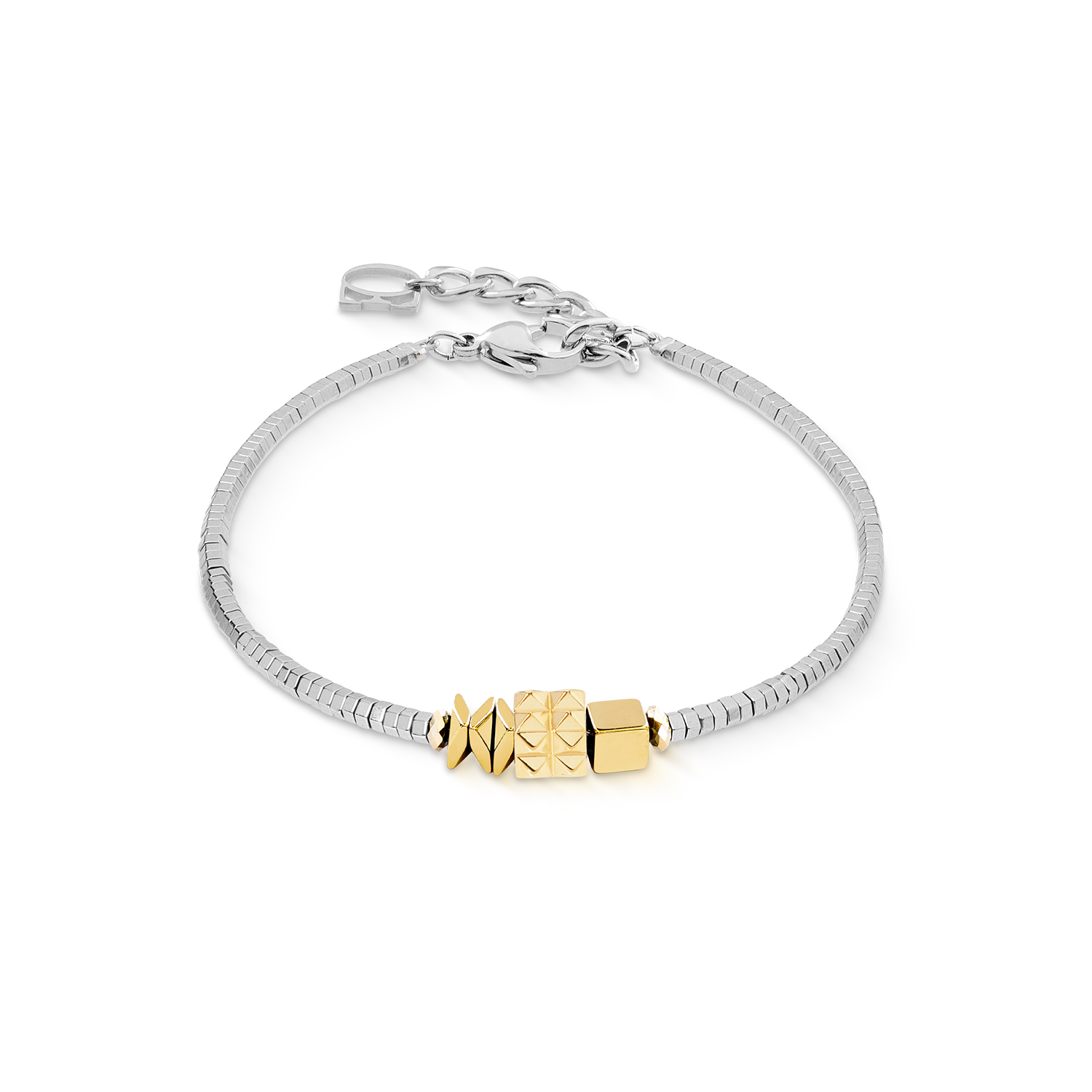 Bracciale Cube Trio Facets oro-argento
