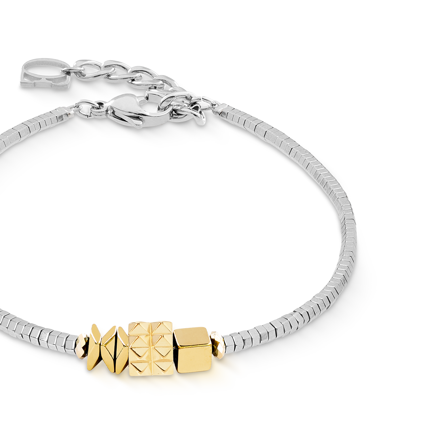 Bracciale Cube Trio Facets oro-argento