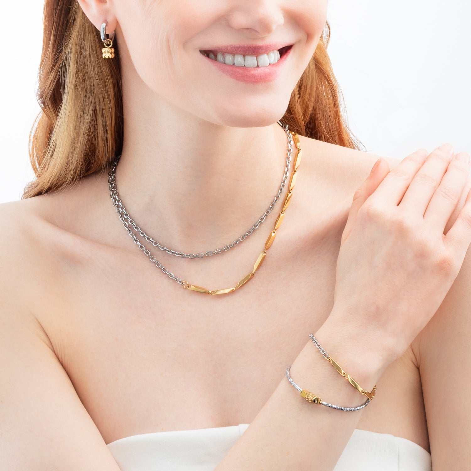 Bracciale Cube Trio Facets oro-argento