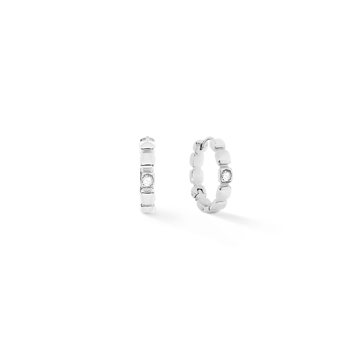 Orecchini creoli Soft Cube Circle Glow argento