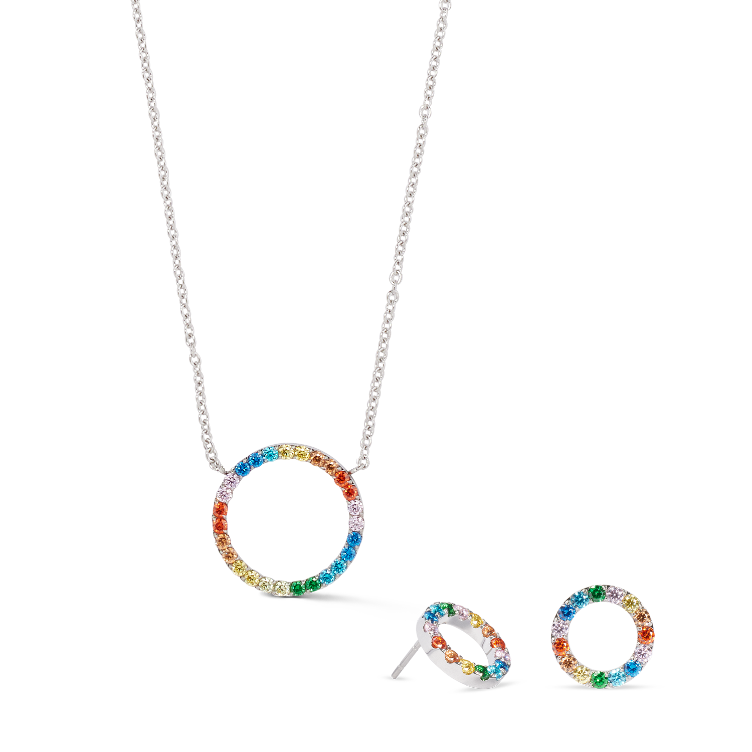 Collana Sparkling Circle argento-multicolore