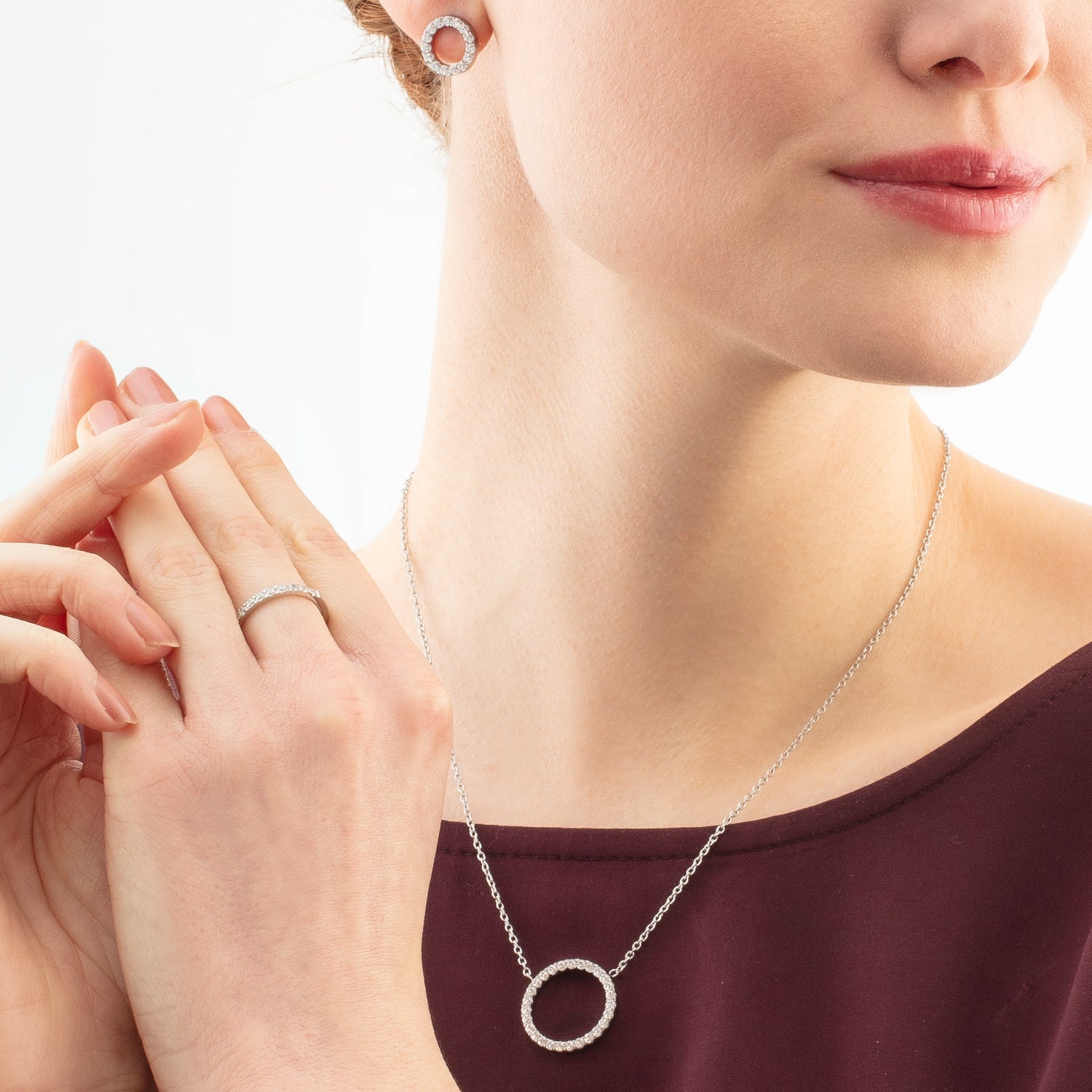 Collana Sparkling Circle argento-cristallo