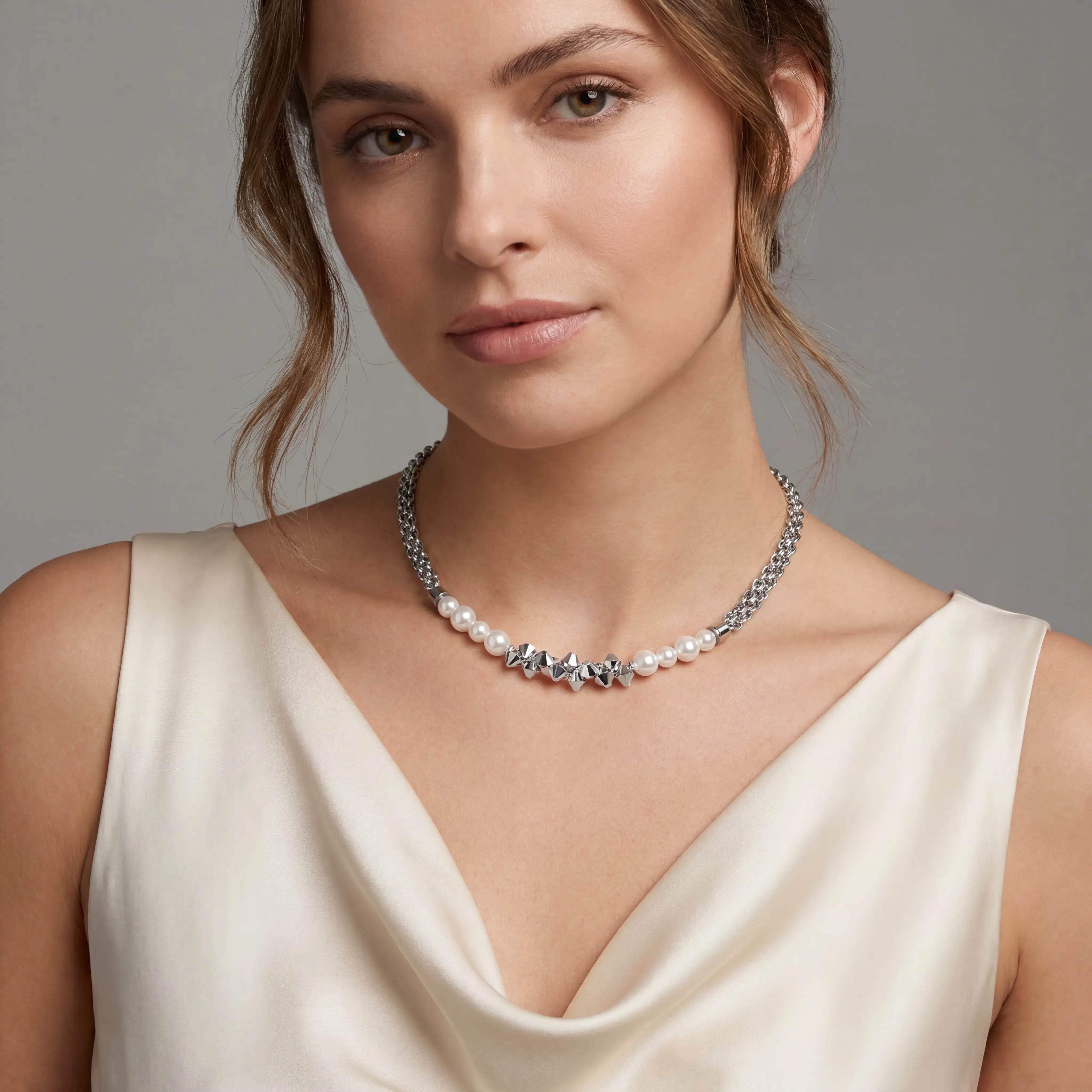 COEUR DE LION Collana Dancing Crystals Fusion argento – indossato