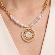 COEUR DE LION Collana Amuleto Fusion Sparkle oro – indossato