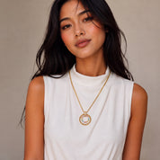 COEUR DE LION Collana Circle Duo Multicolor argento – indossato