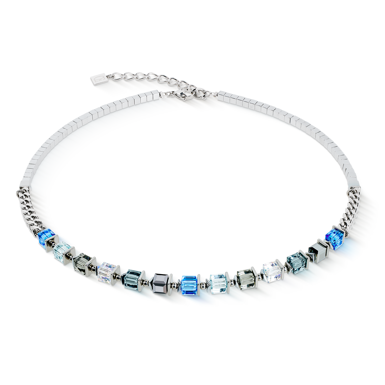Collana Sparkling Cubes Fusion Chain argento-blu