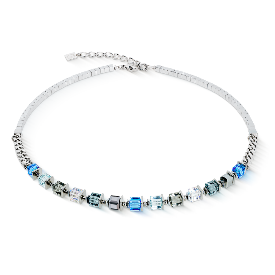 Collana Sparkling Cubes Fusion Chain argento-blu