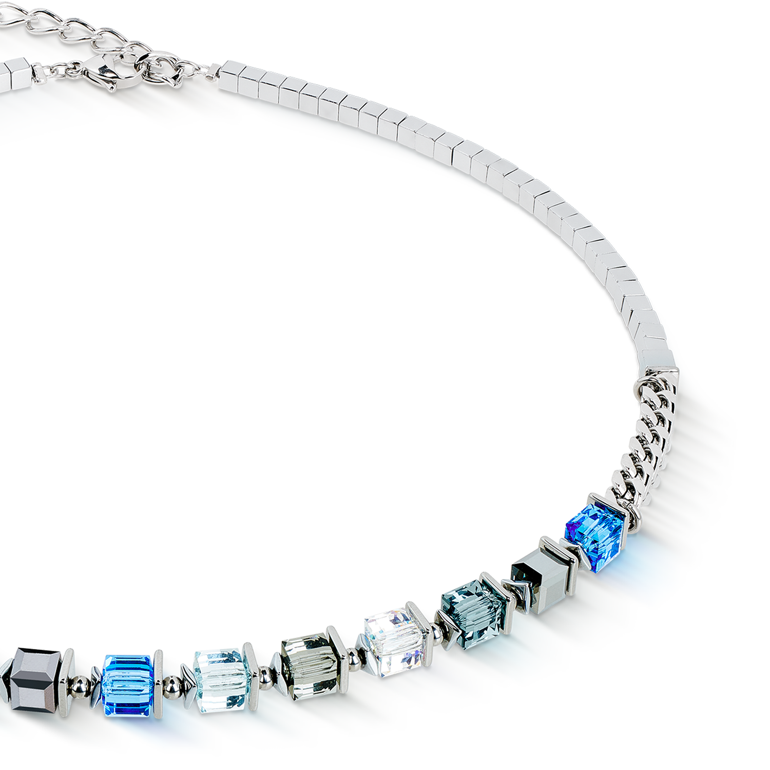 Collana Sparkling Cubes Fusion Chain argento-blu