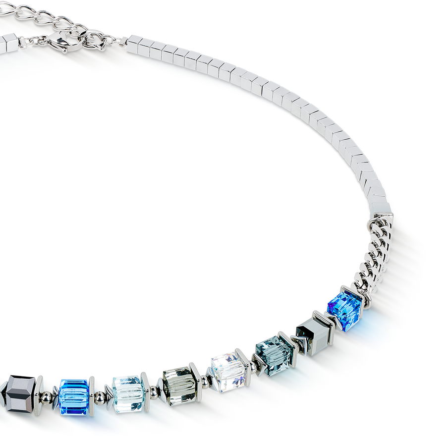 Collana Sparkling Cubes Fusion Chain argento-blu