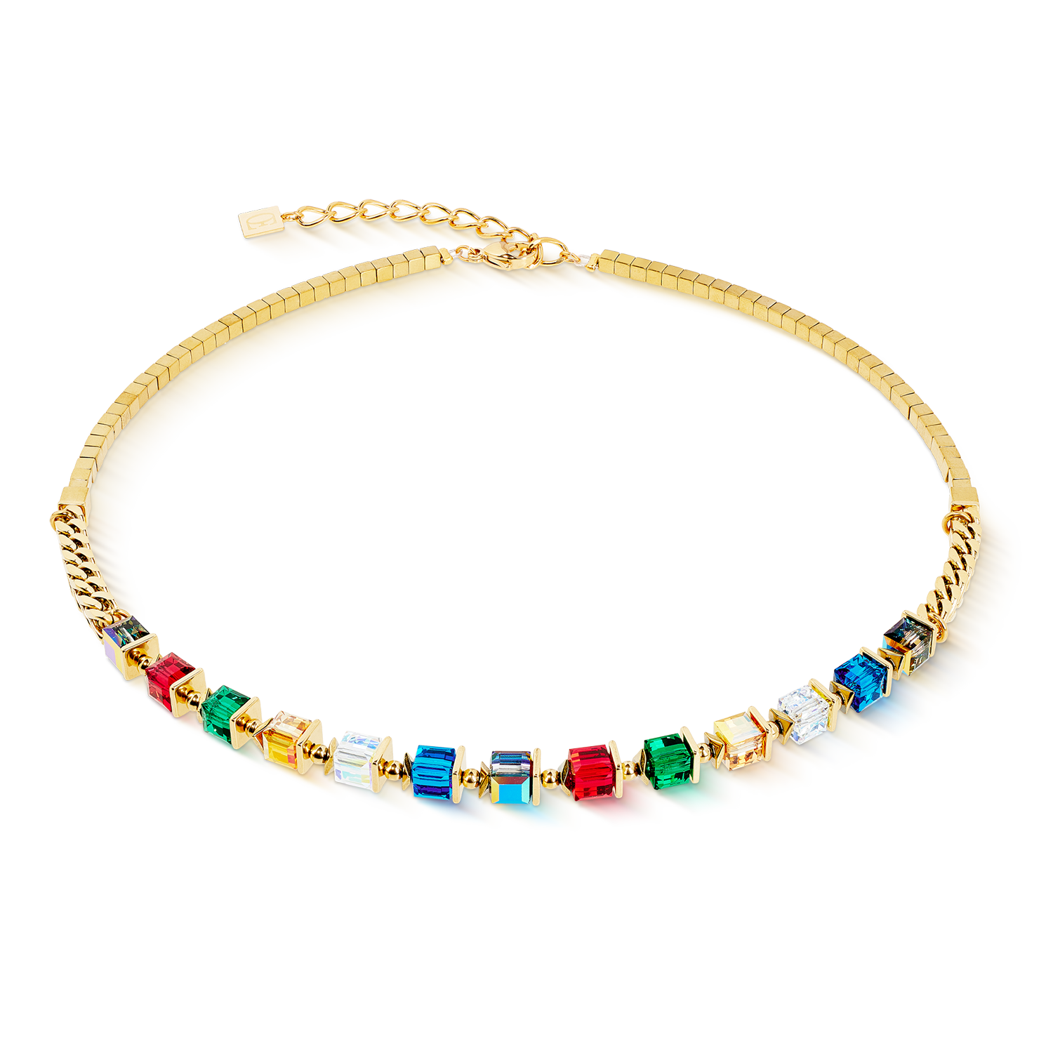 Collana Sparkling Cubes Fusion Chain oro-multicolore