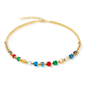 Collana Sparkling Cubes Fusion Chain oro-multicolore