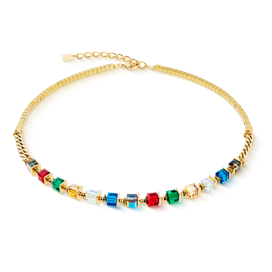 Collana Sparkling Cubes Fusion Chain oro-multicolore