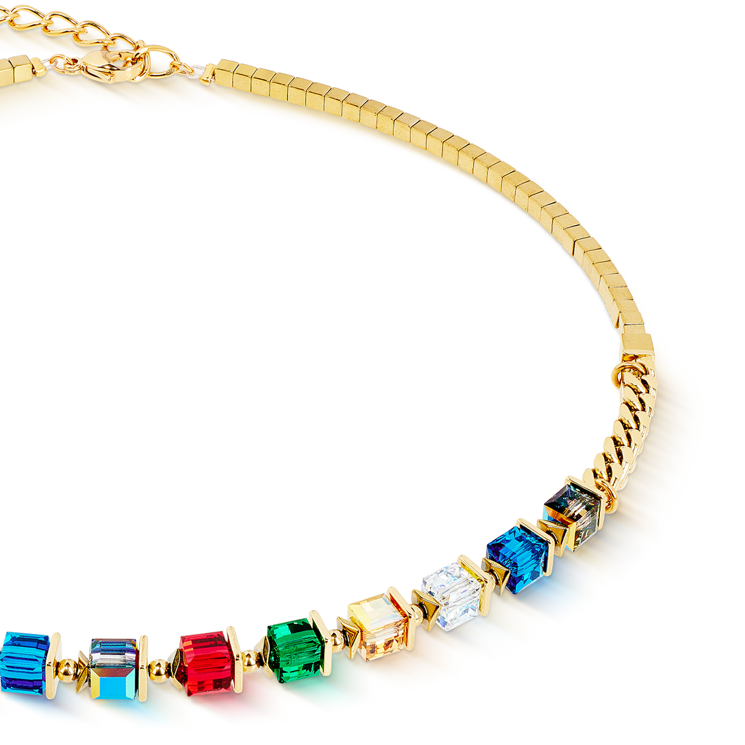 Collana Sparkling Cubes Fusion Chain oro-multicolore