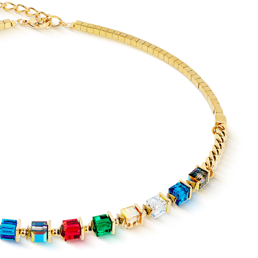 Collana Sparkling Cubes Fusion Chain oro-multicolore