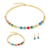Collana Sparkling Cubes Fusion Chain oro-multicolore
